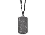 Mens Stainless Steel Diamond-Cut Dogtag Pendant Necklace with Chain (24 Inches)